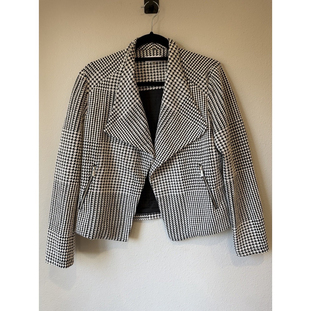 Calvin Klein Black and White Houndstooth Blazer Jacket M